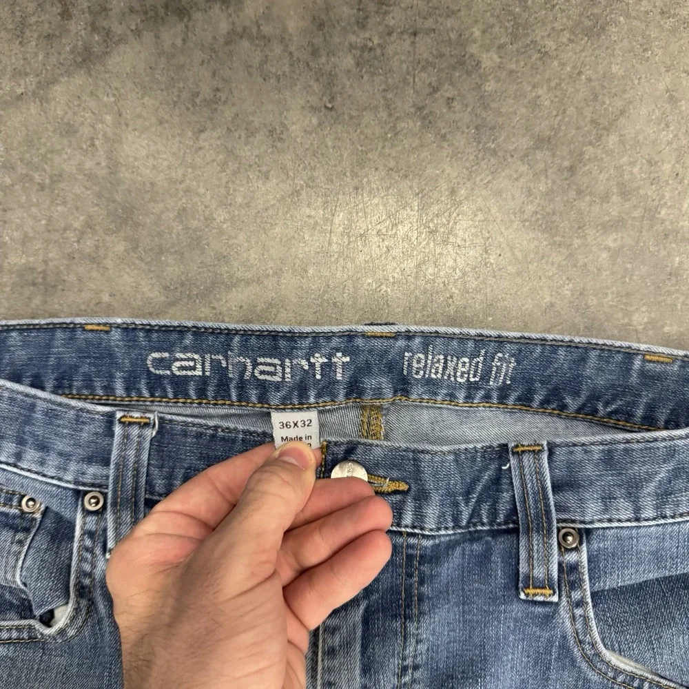 Carhartt 102804-964 Rugged Flex Jeans Mens 36x32 Relaxed Straight Coldwater Blue